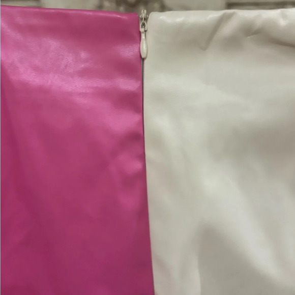 Pink Colorblock Faux Leather Colorblock Skirt Large - Picture 4 of 11